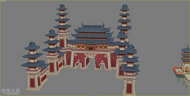 一套古代城市3D模型素材资源集合包可以拼...