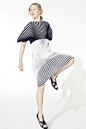 Bold lines and subtle textures - dress with two tone striped pattern // Issey Miyake