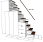 储物架式楼梯，LOFT阁楼楼梯，收纳柜楼梯的尺寸解析图。设计参考。ロフト用家具階段 収納階段キット