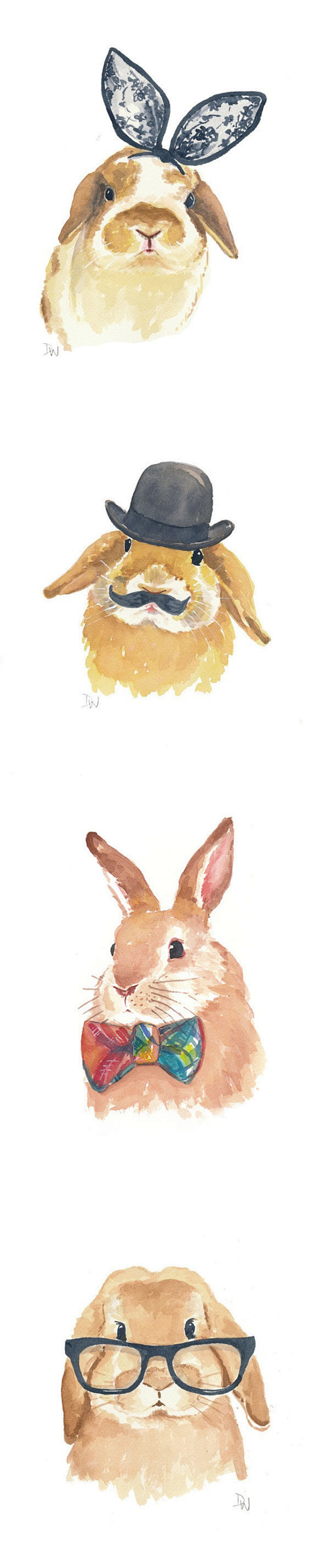 插画手绘 水彩 兔子 动漫 萌 壁纸