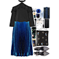 A fashion look from October 2016 featuring frill top, blue pleated skirt and flat pumps. Browse and shop related looks.