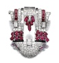 Lot 181 – ROCK CRYSTAL, RUBY, ENAMEL AND DIAMOND CLIP BROOCH, CIRCA 1930