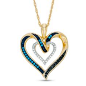 1/6+CT.+T.W.+Enhanced+Blue,+Black+and+White+Diamond+Heart+Pendant+in+Sterling+Silver+with+14K+Gold+Plate