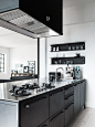 Modern black kitchen cabinets