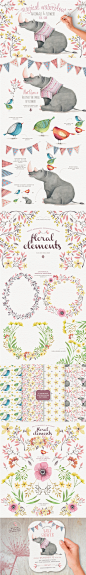 Magical watercolour animals & flowers: vol 1 on Behance
