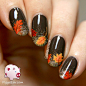 #美甲# #彩妆# #教程# 关注shabalaka I had this fall nail art design burn a hole in my imagination, so I thought I'd just make it and show you, despite the amazing weather. I put my bottle of Picture Polish Malt Teaser and China Glaze I'm Not Lion to good use. Oh a