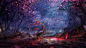 General 2560x1440 artwork fantasy art digital art forests trees colorful