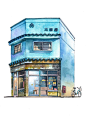 【日本插画师Mark Powell的水彩画作品】—— 关于日本特色与风情的小房子手绘插画 