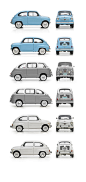 Micromobiles: 1955 Fiat 600, 1956 Fiat 600 Multipla, 1960 Austin A35 Saloon // classic and vintage car design: 