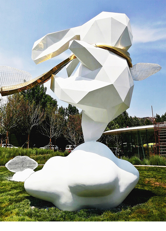 大型玻璃钢雕塑定制景观户外公园林切面兔子...