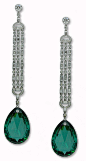 Platinum and Diamond Deco-Style Green Tourmaline Earrings from the Stephen Russell Collection. Photo c/o Stephe