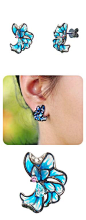 Earrings | Sterling Silver, Blue Enamel, Cubic Zirconia | Designer Gigi Cheng