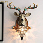 北欧复古创意招财鹿头壁灯装饰阳台美式背景