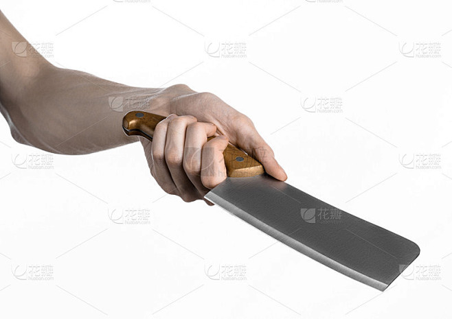 手握肉刀、切肉刀、厨师握刀、大刀、菜刀、...