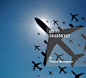 Airplane silhouettes in the sky : Stock Photo