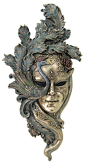 bronze peacock mask - A mask like this would be beautiful in my living room or on the staircase wall.