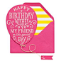 Sugar Paper, Los Angeles - balloon shaped birthday greetings in pink with adorbs yellow stripe envelope liner!