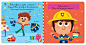 Children’s book illustration of young boy dressing as fireman for birthday.