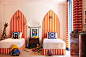 橘色童趣地中海儿童房装潢设计效果图