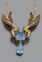 A gold, plique-à-jour enamel, diamond and blue stone pendant necklace, probably Art Nouveau.