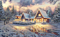 Christmas lodge, art, film, movie, thomas kinkade, thomas kinkade presents, house, winter, snow