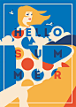 Summer Time！来自俄罗斯 Alexander Baidin 的夏天插画海报设计。有我喜欢的蓝天、沙滩和Bikini… ​​​​