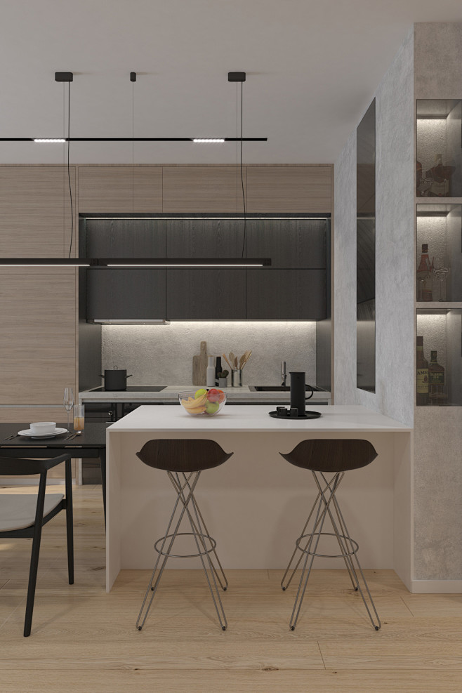 【餐厨】：厨房与客厅连通，是公寓的核心区...