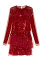 Lanvin Long-sleeved tiered sequin dress