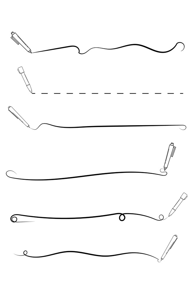 手绘卡通笔迹书写线条边框分割线免扣元素