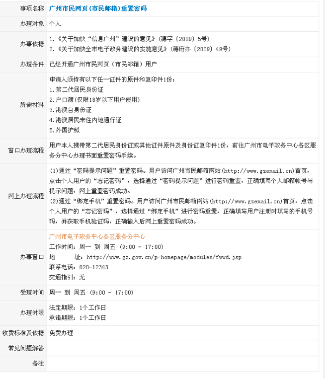广州市民网页(市民邮箱)重置密码