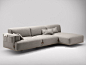 Upholstered fabric sofa with chaise longue Duffle Collection by Bosc | design Jean Louis Iratzoki