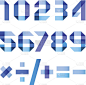 用蓝色缎带折叠的光谱字母-阿拉伯数字