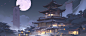 JG-AIART02_Moon_purple_tones_Chinese_scenes_ancient_buildingsGa_811139e0-c38c-4424-add9-b3dc5a21c696