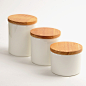 明禾骨瓷器橡木盖厨房储物保鲜密封奶粉罐盒子三件套宜家新品促销