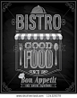 Bistro Poster - Chalkboard. Vector illustration. - stock vector