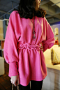 #BF风# 蘑菇街2012冬季新款 欧美风甜美系带收腰 厚款舒适蝙蝠长袖连衣裙