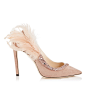 TACEY 100 : Tacey Pointy Toe Pumps in Ballet Pink Suede with Crystals and Feathers. Discover our Autumn Winter 18 Collection and shop the latest trends today.