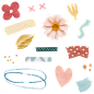 Floral and Washi tape stickers pack transparent png