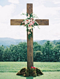 large wood cross for outdoor wedding ceremony - Melissa Jill Photography: 