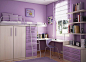 现代简约风格儿童房紫色墙面装修效果图片