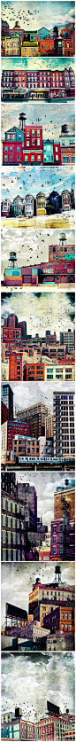 [【艺术创意】染上绚丽色彩的城市] Tim Jarosz是芝加哥的一位专业的摄影师和设计师，他创作这个名为彩色都市系列的作品时，比照了他自己的摄影作品，并对其进行了着色，从而形成了这些五彩缤纷的建筑群。