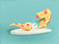 Pizza Panic delicious slice roll knife sausage illustration cheese food pizza