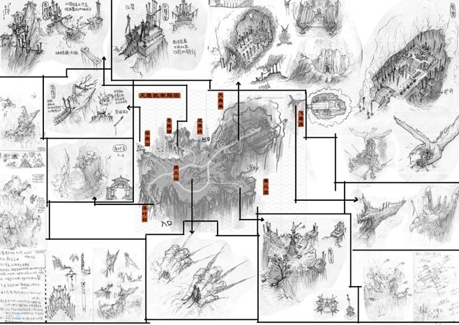 地图规划-一款游戏美术的部分前期图，含少...