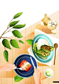 清新泡菜 佐餐美味  美食手绘 水彩插画设计PSD_平面设计_绘画插图