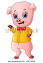 Cute pig cartoon presenting