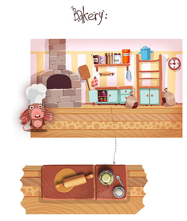 tiny kitchen and bak...