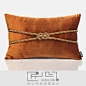 匠心宅品现代中式欧式样板房床头沙发抱枕橘红绒绑绳腰枕（不含芯-淘宝网