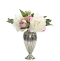 Peony (KF010): FINAL SALE ITEM | Peony, Cream Pink, Ribbed Vase Silver: 