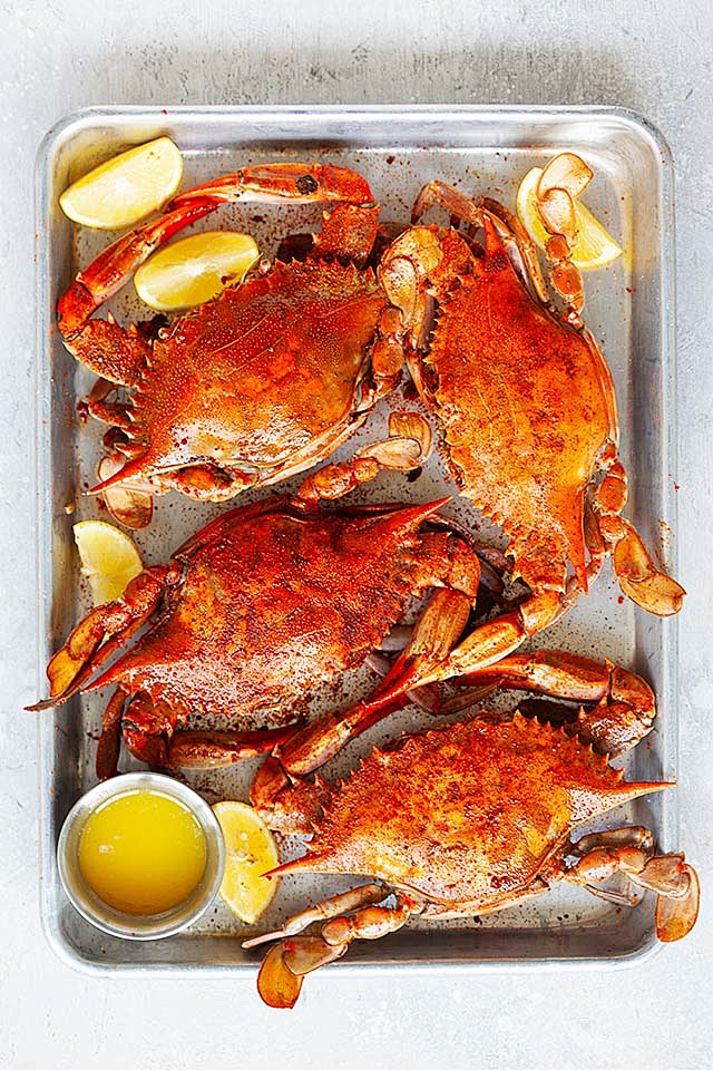 Steamed blue crab se...