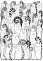 Cats Coloring pages colouring adult detailed advanced printable Kleuren voor volwassenen coloriage pour adulte anti-stress kleurplaat voor volwassenen: 